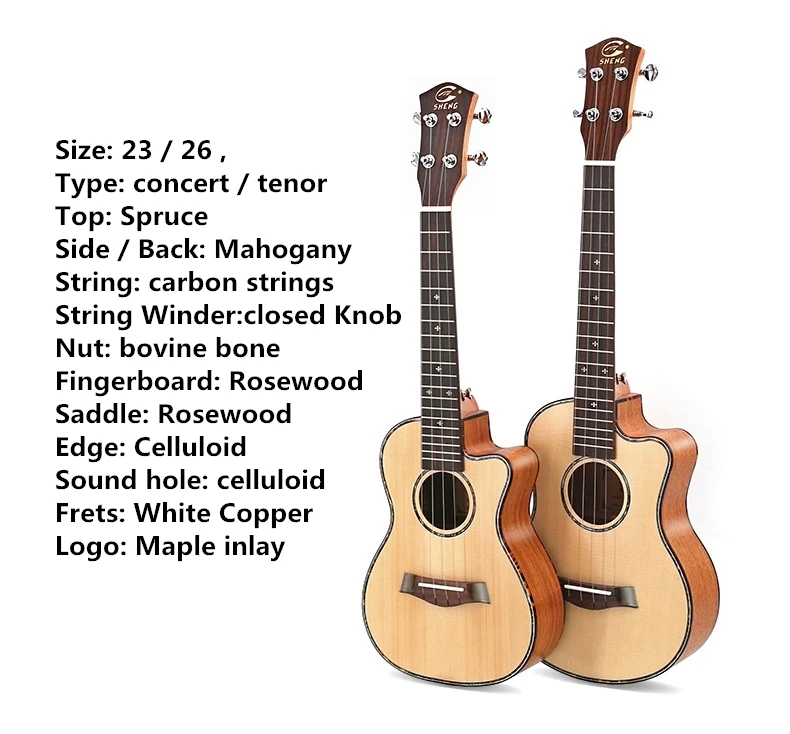 

Ukulele Top Solid Soprano Concert Tenor 21 23 26 Inch Electric Guitar Ukelele Cutaway Spruce Mahogany Cedar 4 Strings Pick UP