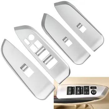 

4Pcs Chrome Inner Door Window Switch Panel Cover Trim Fit For 2015 For Highlander Auto Car Accessories Interior Door Panels Set