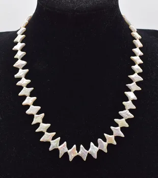 

freshwater pearl white square cross 12-14mm necklace 16inch FPPJ wholesale beads nature