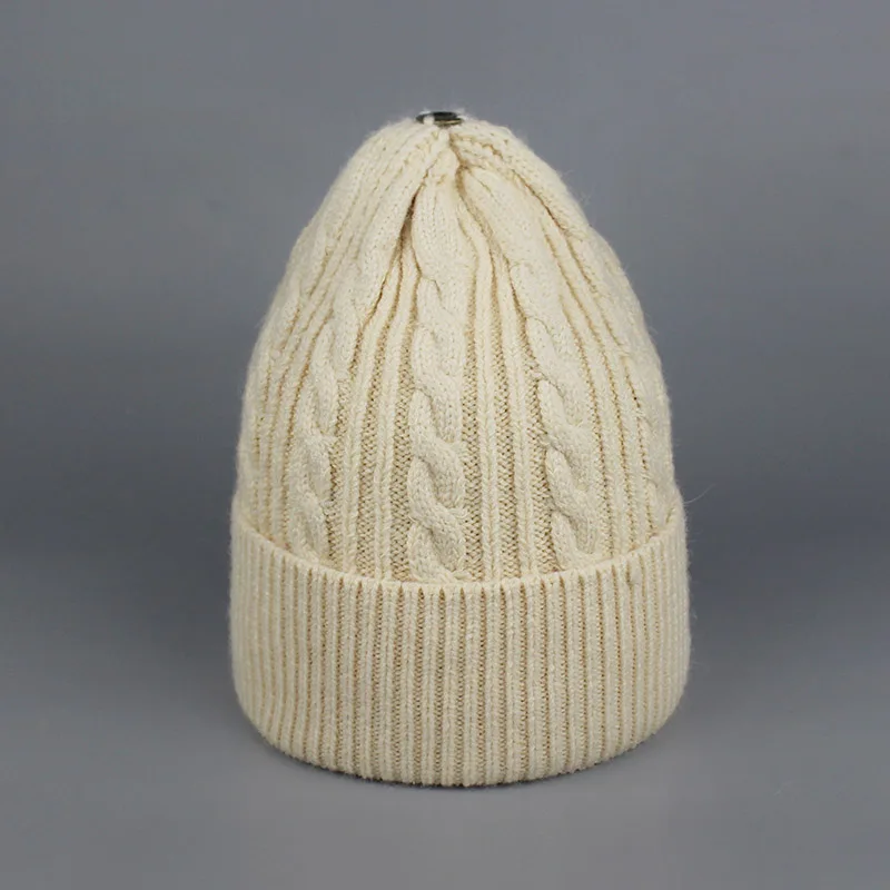 P Зимние Меховые помпоны Skullies Beanies, шапка для женщин и девочек, шерстяная вязаная Толстая шапка, сохраняющая тепло, уличные вязаные шапочки с помпонами - Цвет: P