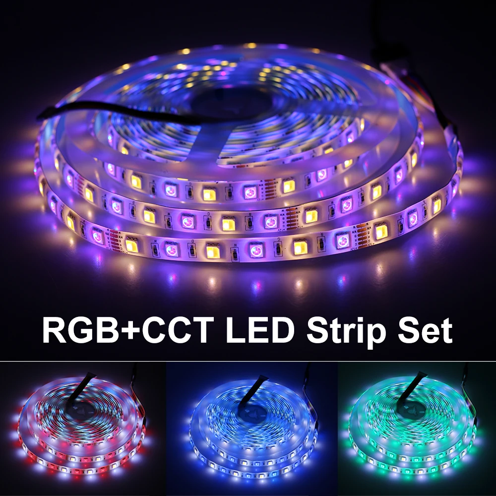 Светодиодная лента RGBCCT набор RGB+ двойной белый светодиодный гибкий свет 5050 5 м 300 светодиодный s+ 28Key RF пульт дистанционного управления+ адаптер питания DC12V