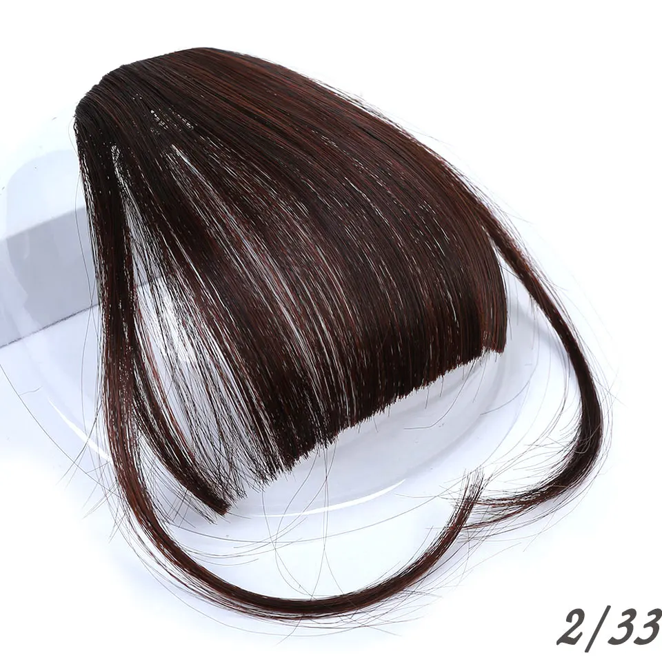 

WTB Black Brown Blonde Fake Fringe Clip In Hair Extensions with Bangs High Temperature Fiber Synthetic Hair Blunt Fake Bangs