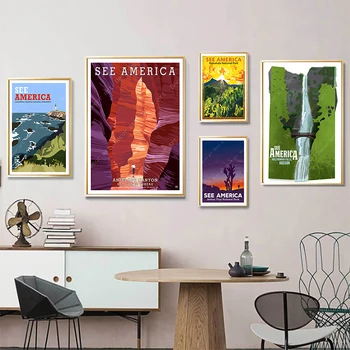 

See America San Francisco Travel Poster Canvas Paintings Vintage Wall Kraft Posters Coated Wall Sticker Home Decorative Gift