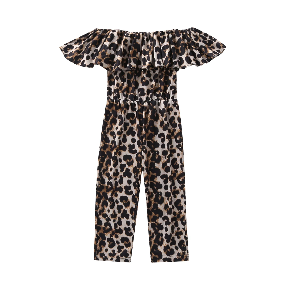 

2019 Brand New Lovely Girl Summer Rompers Playsuit Clothes Outfits One-Piece Off Shoulder Leopard Jumpsuit Sunsuit Clothes
