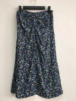 

Flower Print Women's High Waist Skirt Pleated Prairie Chic Ladies Long Midi Skirts 2020 New Spring Summer