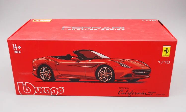 (JZ) Bburago 1/18 1:18 Ferrari California T Sport Racing открытая машина литая машинка дисплей Модель игрушки на день рождения для детей мальчиков и девочек