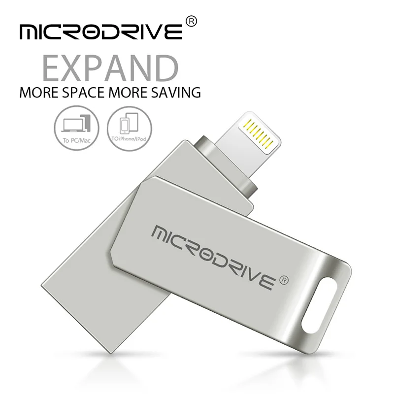 Металлический USB флеш накопитель 128 ГБ OTG 32 64 Usb 2 0 флэш диск для iPhone X/8 Plus/8/7 Plus карта