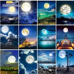 Peinture de paysage de lune par numéros, photo personnalisée, bricolage, peint à la main sur toile, Kits de décoration murale, dessin artistique 