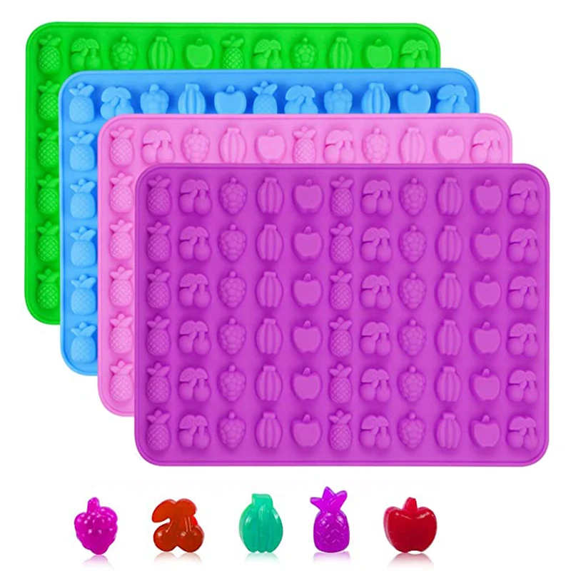 66 Cavity Mini Fruit Silicone Gummy Mold Pineapple Grape Apple Banana Cherry Candy Jelly Mould Chocolate Gelatin Tray | Дом и сад
