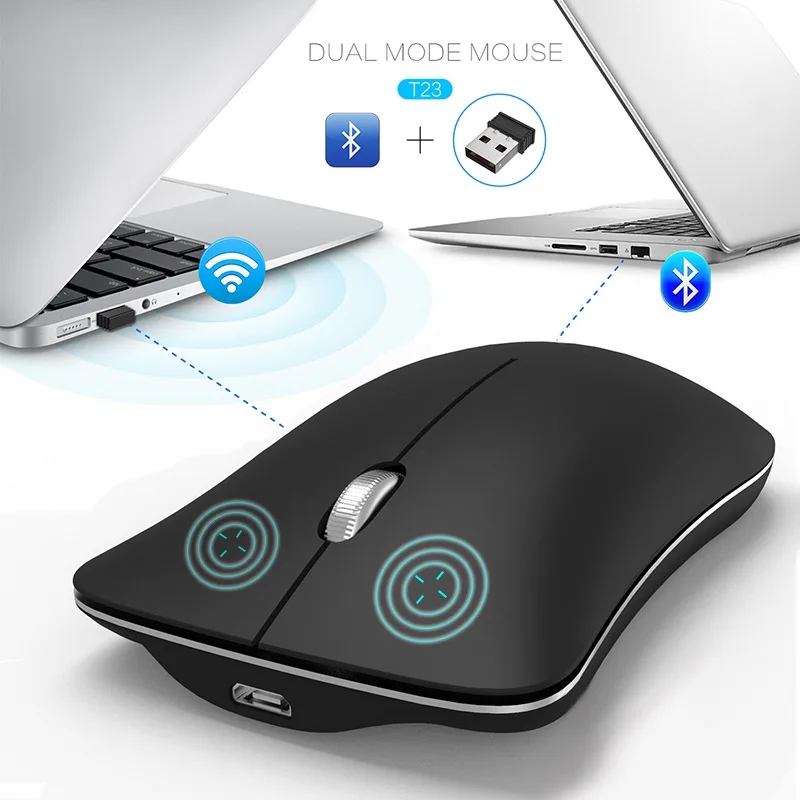 

VisTsing 1600 DPI Gaming Mouse 2.4G Wireless Mice Bluetooth 4.0 Computer Laptop Dual Mode Gamer Mouse Optional Click Silence