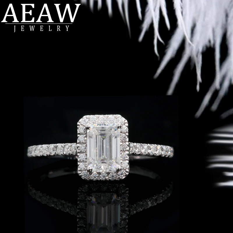 AEAW 0.7ct 4*6 мм изумрудная огранка женское кольцо 18k 14k белое золото розовое