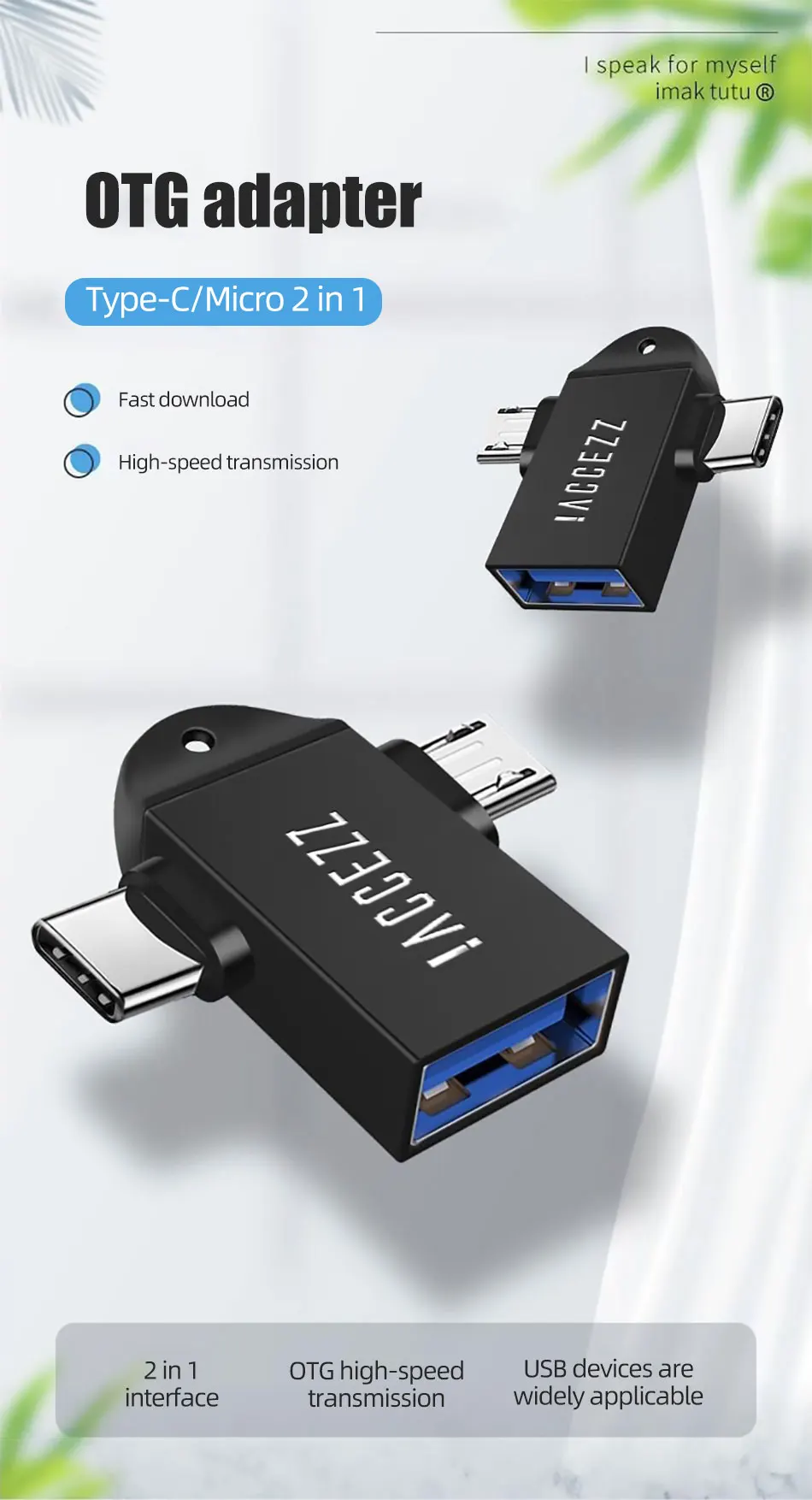 !ACCEZZ 2in1 Type-C OTG Adapter Micro USB To USB 3.0 Female Adapter For Macbook Pro Xiaomi mi 9 Huawei Samsung S9 S10 Connectors (1)