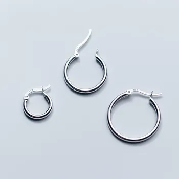 

Mens 925 Sterling Silver Small Round Circle Huggie Hoops Piercing Earrings Korean Hip Hop Ear Rings Earings for Women