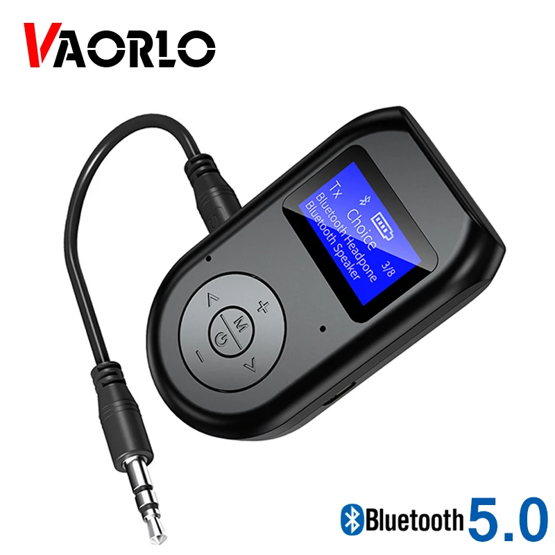 

LCD Display Bluetooth Dongle Adapter For PC Car 3.5mm Aux RCA Stereo Wireless Bluetooth 5.0 Audio Transmitter Receiver With Mic