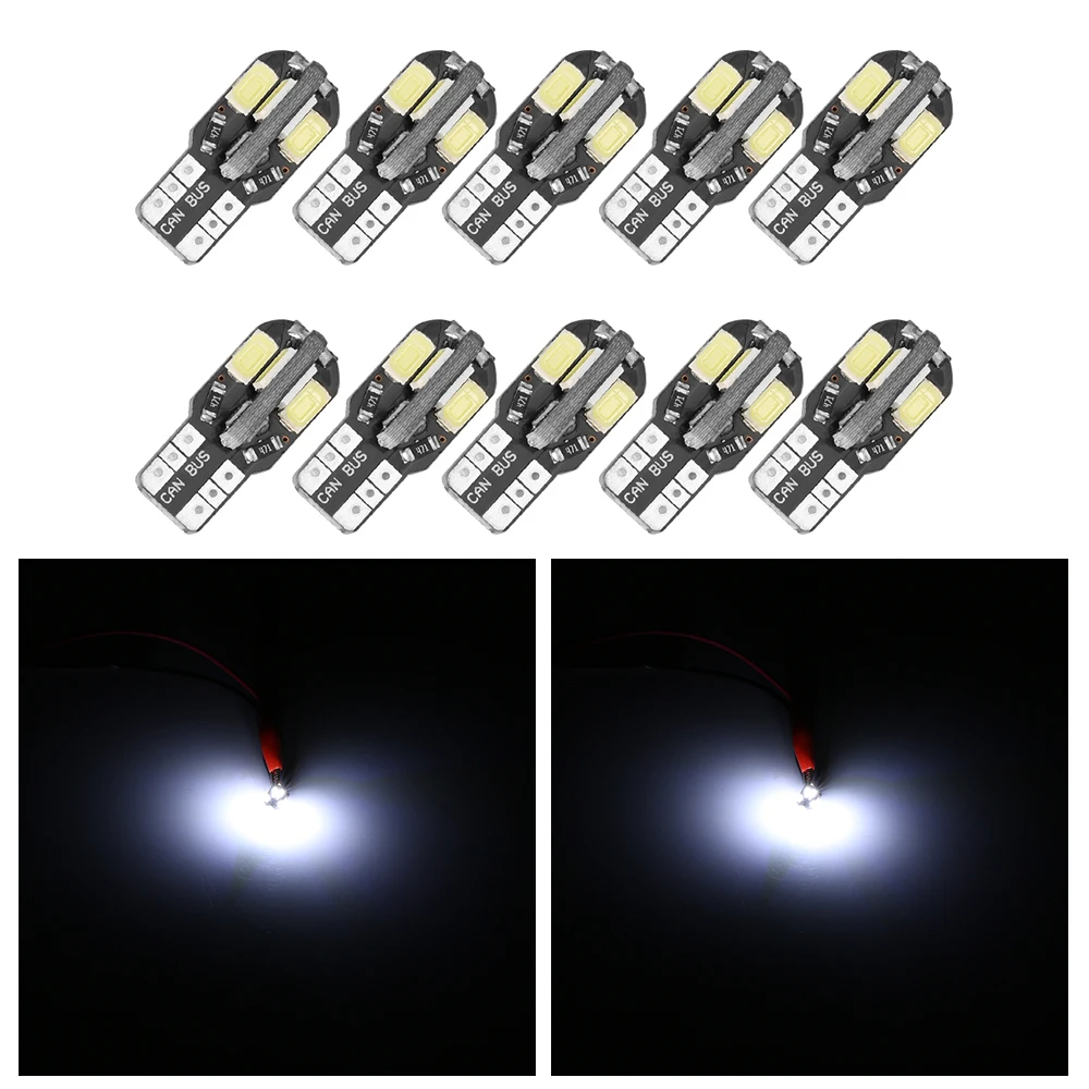10PCS led Car Interior Bulb Canbus Error Free T10 White 5730 8SMD LED 12V Side Wedge Light Lamp Auto Styling | Автомобили и