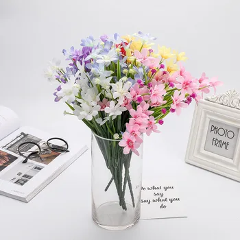 

fake tea rose silk flower artificial plastic leaves 7 branches moth orchid wedding home accessories decoration JF3