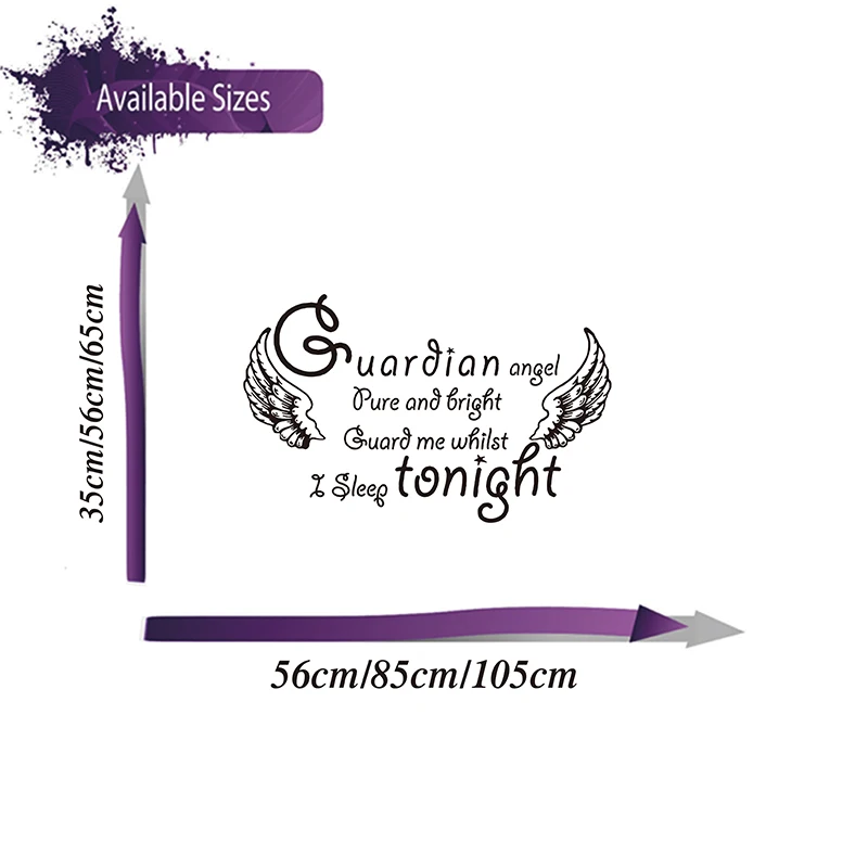 Spanish Guardian Angel  Sleep Wall Sticker Girl Room Kids Room Princess Sleep Quote Wall Decal Bedroom Vinyl Home Decor (1)