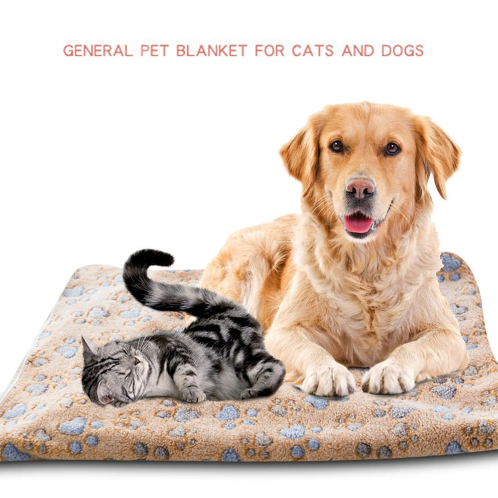 

Soft Flannel Fleece Paw Foot Print Warm Pet Blanket New Cute Dog Bed Mats Sleeping Beds Cover Mat For Small Medium Dogs Cats