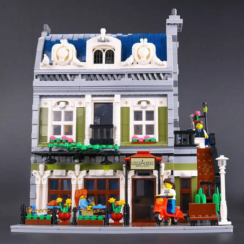 

2418pcs Creator Parisian Restaurant Street City Modular House 15010 City Street Model Building Blocks 10243