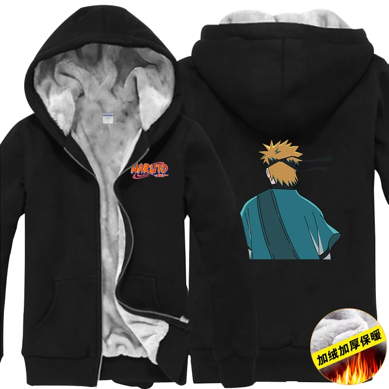 Новые зимние куртки, пальто Uzumaki Naruto, худи аниме SASUKE Uchiha с капюшоном, Толстые мужские толстовки на молнии