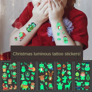 

Christmas Cartoon Santa Claus Luminous Tattoo Sticker New Year Gifts Xmas Kids Gifts Natal Merry Christmas Decoration for Home