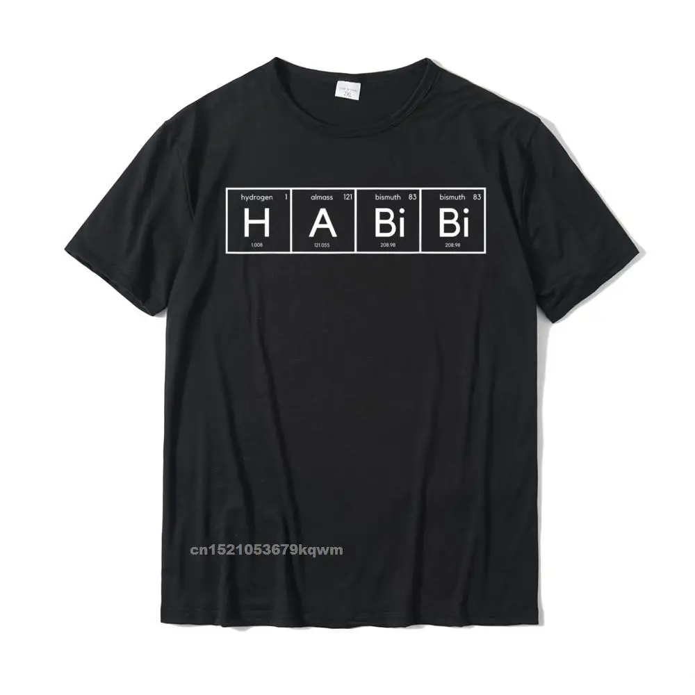 O Neck Personalized Cotton Fabric Young Top T-shirts Group Short Sleeve Tops T Shirt Fitted Leisure Tops Shirts Habibi Funny Arabic Lebanese Word Periodic Table T-Shirt__5176 black