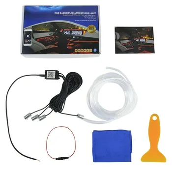 

6M 12V Car LED Strip String Light Flexible Rope Tape RGB Ambient Light String Lamp Bar Bluetooth APP Control
