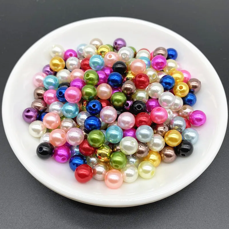 Acrylic Beads 4 6 8 10mm Imitation Pearl Acrylic Beads Loose Spacer Round Bead Necklace bracelet pendant earrings Jewelry Making DIY Accessory