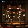 Retro Chandelier Wood Lamp Glass Lampshade Bar Industrial Style Loft Solid Restaurant Coffee Shop E27 Iron Chain Chandelier ► Photo 3/6