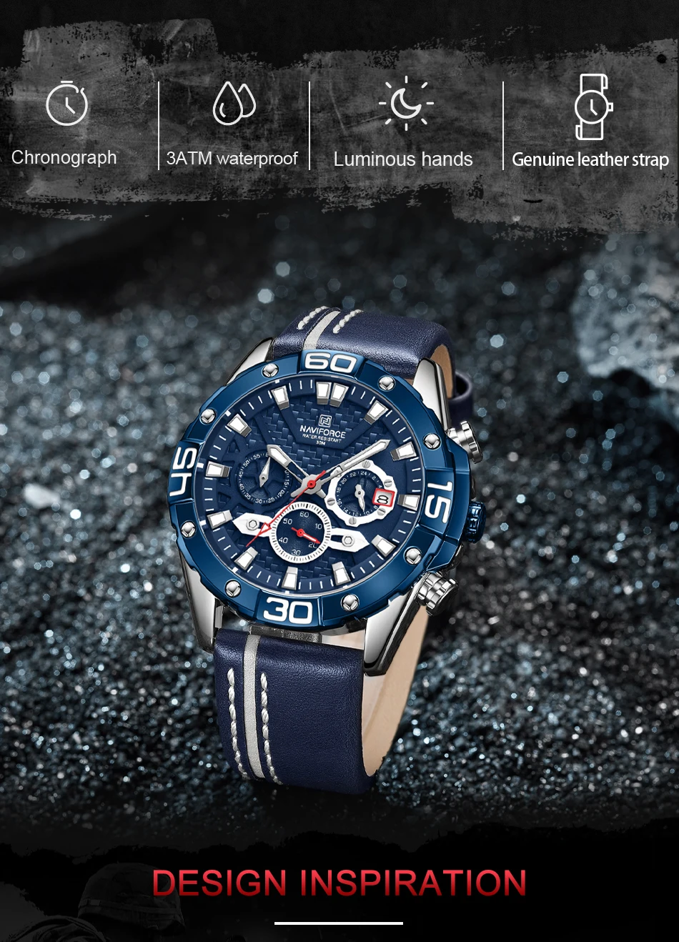 Top Luxury NAVIFORCE Watches for Men Fashion Sport Chronograph Quartz Wrist Watch Male Military Leather Strap Waterproof Clock