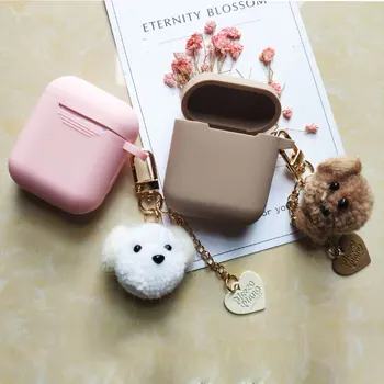 

Cute Soft Teddy Dog Case for Apple AirPods 1 2 Case Accessories Bluetooth Earphone Cover Wireless Headset Bag Box with Key Ring