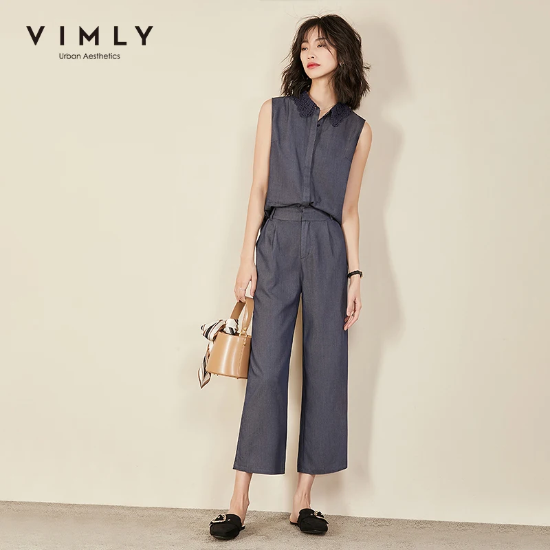Женский офисный костюм Vimly элегантный комплект из 2 предметов кружевная рубашка