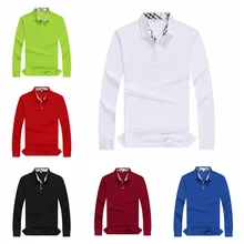 Осенняя Новая мужская рубашка-поло мужская повседневная парная хлопковая рубашка поло мужская с длинным рукавом высокое количество твердая модная одежда для пары на заказ Осенняя Новая мужская рубашка-поло мужская повс