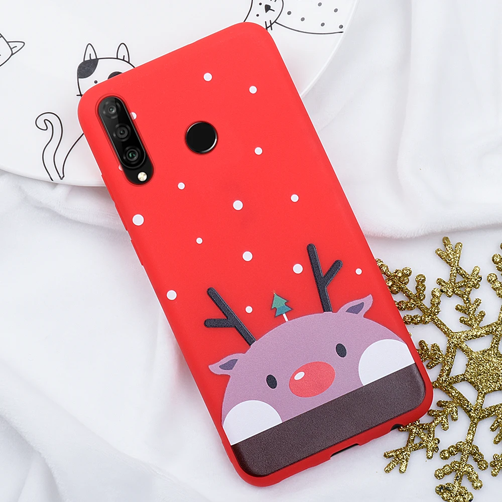 04 Мягкий чехол из ТПУ с рождественским рисунком для huawei P20 P30 Lite, матовая Защитная крышка, чехол для huawei Honor 10 20 Lite 8X 9X - Цвет: 04