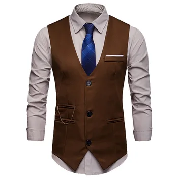 

Men's Suit Vest Slim Fit Waistcoat For Male Casual Dress Vest Gilet Homme Formal Business Blazer Basic Tops Erkek Yelek
