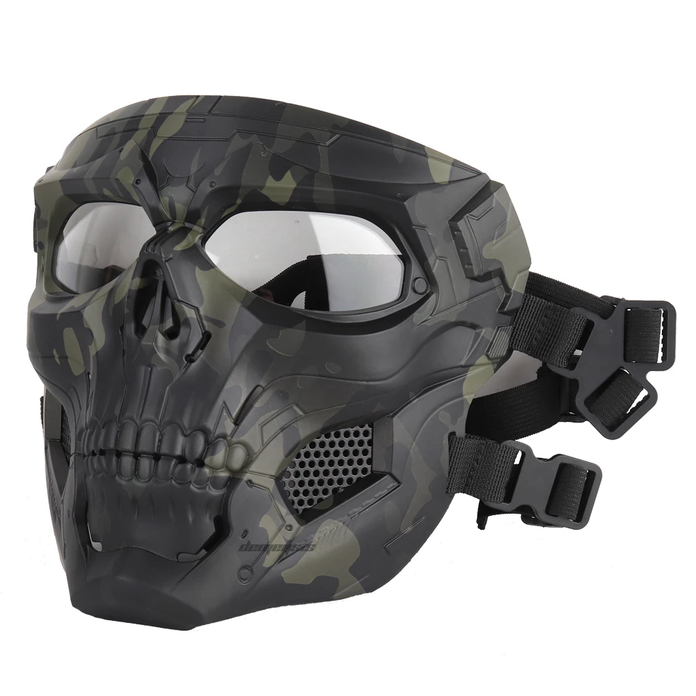 Тактические Маски для пейнтбола, черепа, дышащие, для охоты, стрельбы, черепа, маска, военная, для всего лица, безопасные, для страйкбола, пейнтбола, маски - Цвет: black multicam