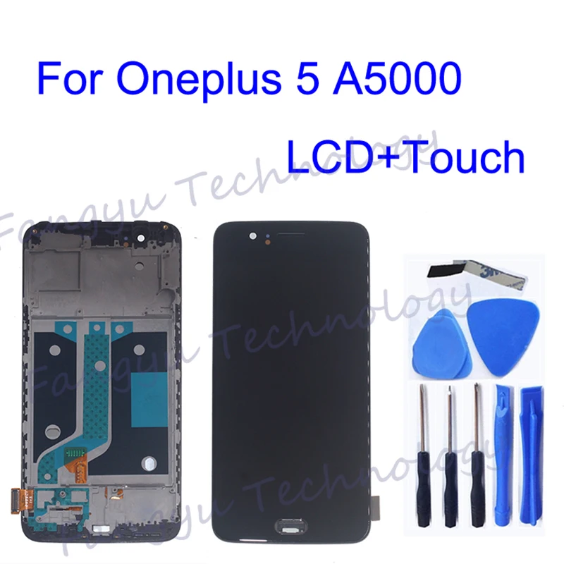 

AMOLED New Display For Oneplus 5 A5000 Display LCD Touch Screen with Frame Replacement For Oneplus five LCD Oled Repair kit
