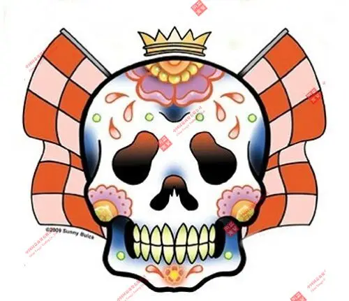 

RACE FLAG RACING SUGAR SKULL Car Decal Decoration Laptop