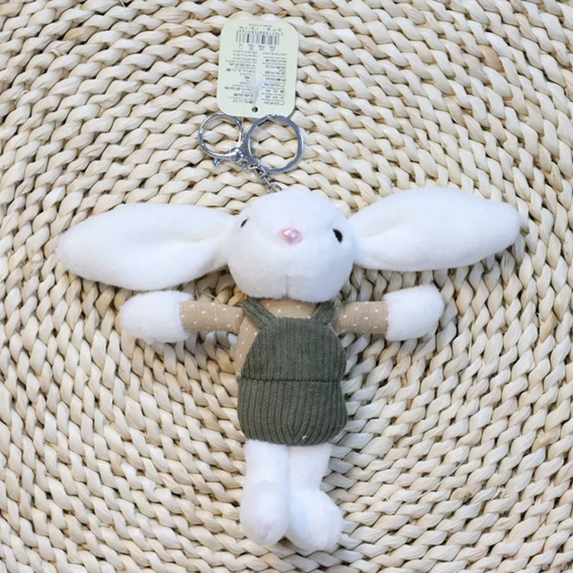 Korea Cute Long-eared Rabbit Keychain Plush Bunny Car Student Backpack Pendant Stuffed Soft Doll Bag Decoration Gift 5