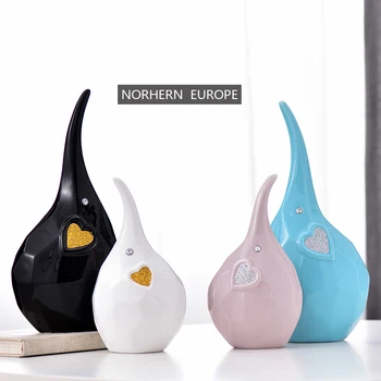 

2Pcs/Set Ceramic Elephant Animal Miniature Figurines Porcelain Crafts Home Office Desk Decoration Creative Gift