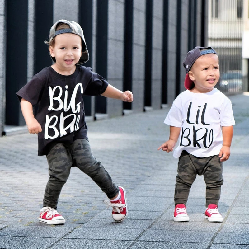 Футболка с надписью Big Brother Little Sibling футболки короткими рукавами одежда для