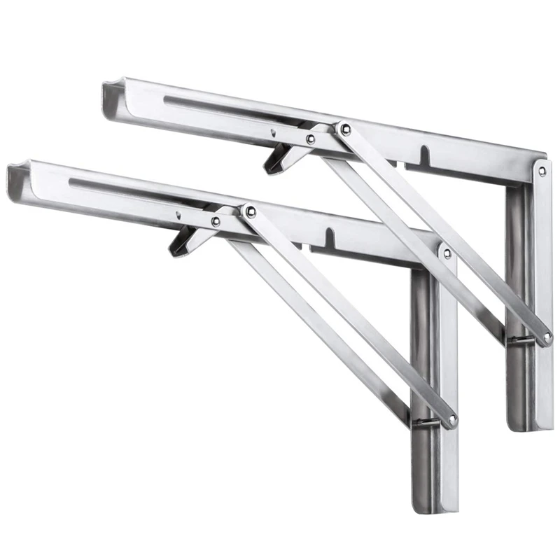 Folding Shelf Brackets Heavy Duty Stainless Steel Collapsible Wall Mounted Shelf for DIY Bracket,Folding Bench,Work Table, Spac