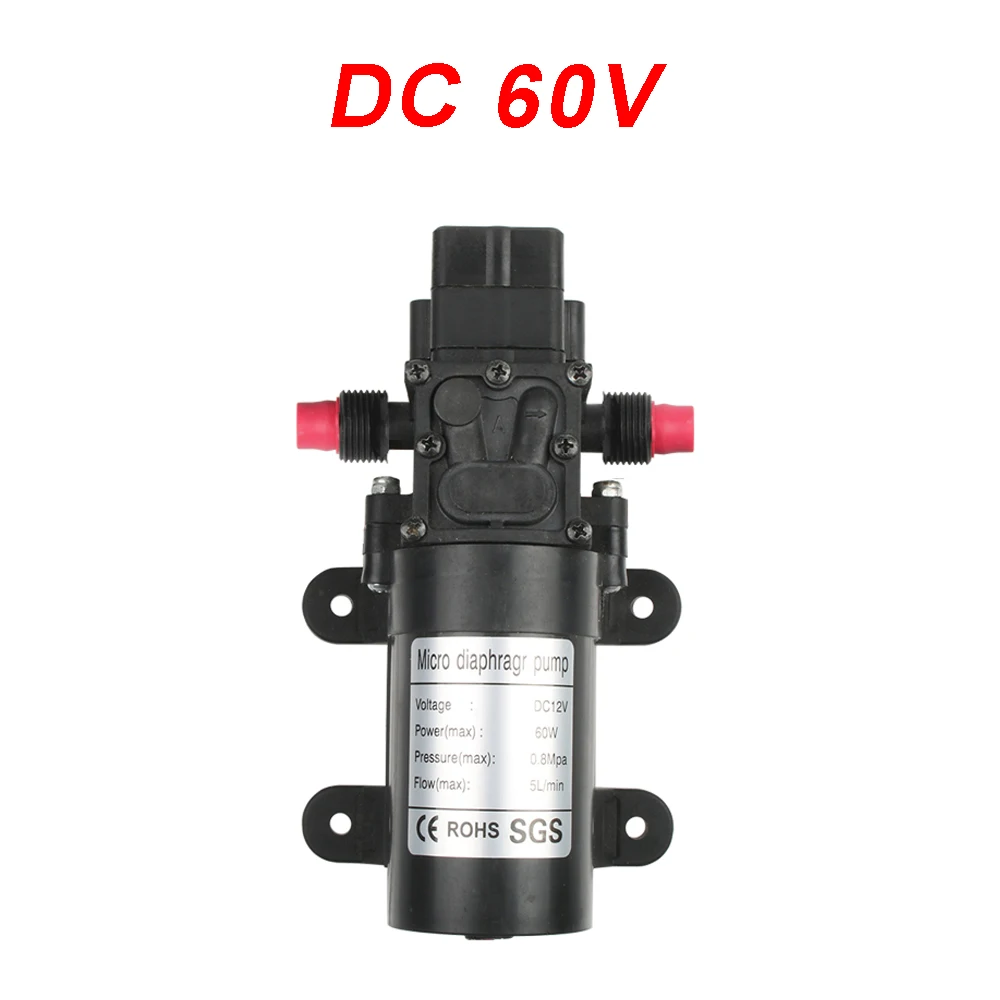 60V without adaptor DC 12 В 60 Вт микро электрический мембранный Водяной насос автоматический переключатель 5л/мин высокое давление Автомойка Спрей Водяной насос 0.8мпа 5л/мин - Напряжение: 60V without adaptor