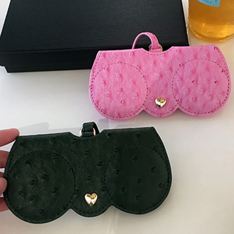 

KPAY Unique PU Leather Glasses Bag Ostrich Pattern Multi-function Eyeglasses Case Women Sunglasses Storage Protection Ins