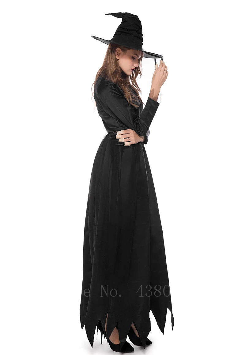 Женщина страшная Ведьма Косплей Карнавальный костюм на Хэллоуин черный платье вампира ужас маскарадный костюм дьявола