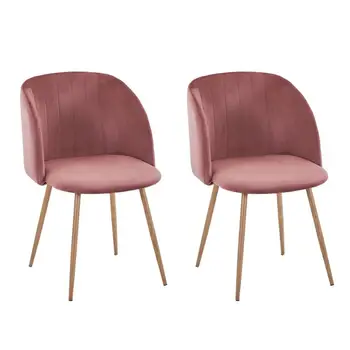 

GOLDFAN Set of 2 Dining Chairs Velvet Upholstered Kitchen Chairs with Metal Legs Armchairs Chairs for Living Room and Bedroom
