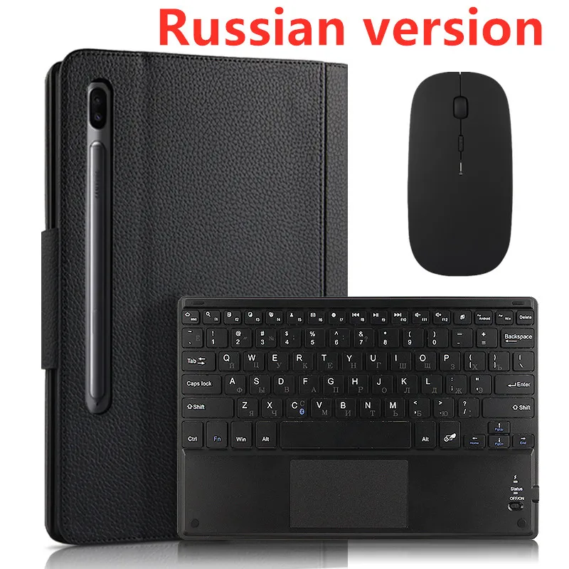 Чехол для Samsung Galaxy Tab S6 10,5 SM-T860 SM-T865 Bluetooth защитная накладка для клавиатуры PU кожаная вкладка S6 10," чехол для планшета - Цвет: black mouse Russian