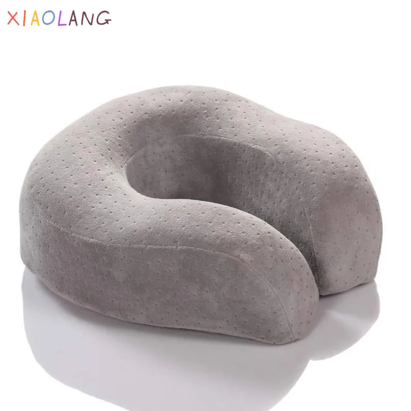

1 PC U-shaped Travel Neck Pillow Memory Foam Comfortable Ergonomic Design Buckle Secure Non-slip Office Travel Airplane Pillow