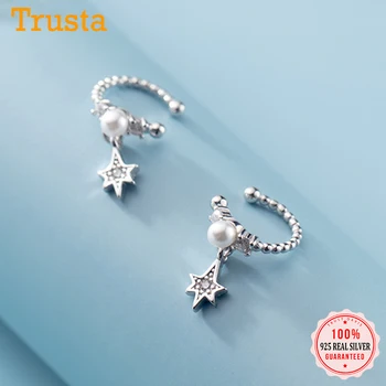 

Trustdavis Minimalist 925 Sterling Silver Star CZ Ear Cuff Clip Earrings For Women Fine Without Piercing Earings Jewelry DA1793