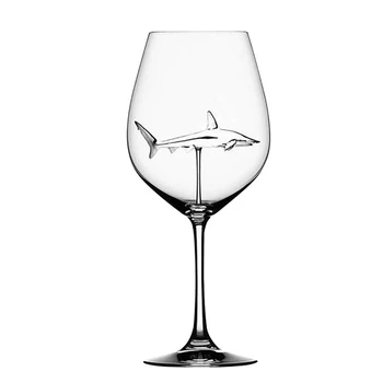 

Creative Built-In Shark Glass Red Wine Shark Glass Goblet Crystal Cup for Anniversary and Wedding, Wine Gifts